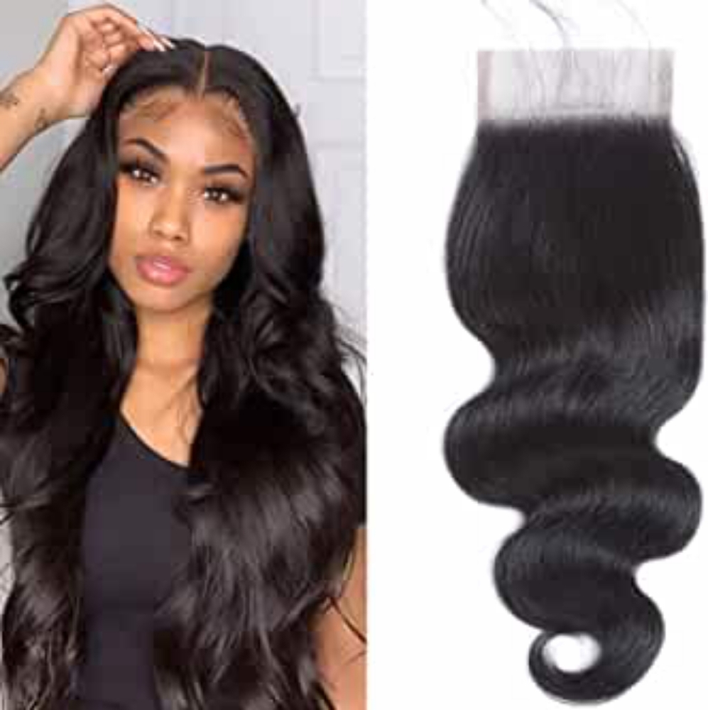 18" Brazilian virgin Body wave 4x4 HD lace free part frontal human hair closure
